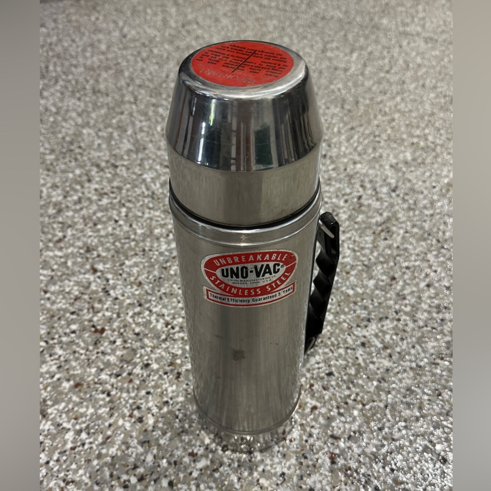 UNO-VAC Unbreakable Thermos Stainless Steel Made In USA Vintage